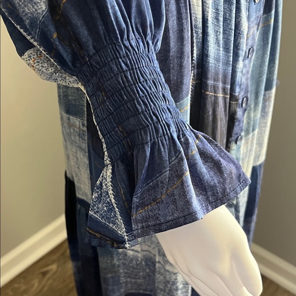 Good Time USA  Blue Plaid Long Sleeve Maxi Dress Size M - Picture 8 of 15